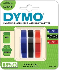 BLISTER 3 UNIDADES FITA DYMO 3D 9MMX3M VERMELHO/AZUL/NEGRA