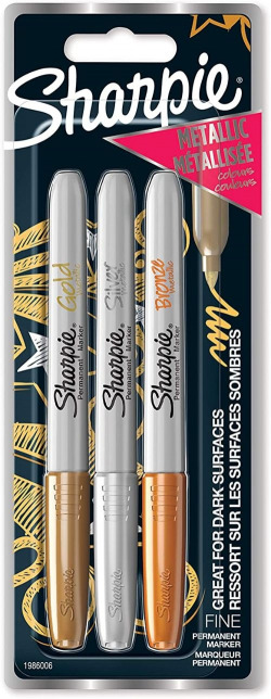 ESTOJO 3 MARCADORES SHARPIE FINO CORES METALICOS