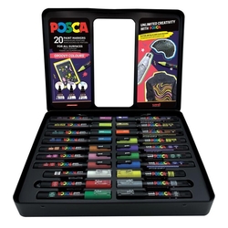 CAIXA METALICA 20 MARCADORES UNI-POSCA GROOVY COLOURS