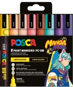 ÉTUI 8 STYLOS FEUTRE POSCA PC5 COULEURS MANGA HERO