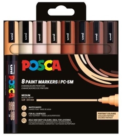 ESTUCHE 8 ROTULADORES POSCA PC5M UNI-BALL COLORES PIEL