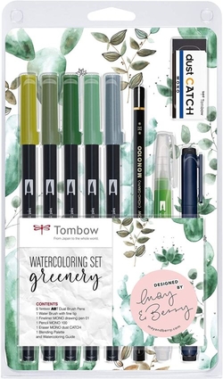 SET OF MARKERS TOMBOW DUAL BRUSH GREEMERY