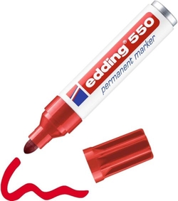 C/10 ROTULADOR EDDING 550 VERMELLO MARCADOR PERMANENTE