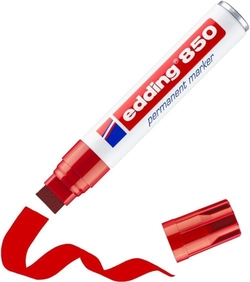 C/5 MARCADORES EDDING 850 VERMELHO PERMANENTE PONTA BISELADA
