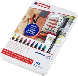 BOÎTE METALICA 10 STYLOS FEUTRE EDDING 1300 COULEURS ASSORTIMENTS