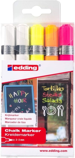 ESTUCHE 5 ROTULADOR EDDING 4095 MARCADOR TIZA COL SURTIDOS