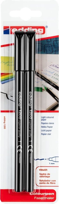 Blister 2 rotulador edding 1200 negro 01 punta de fibra