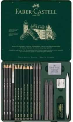 CAIXA METALICA 19 PEÇAS PITT GRAFITO FABER CASTELL