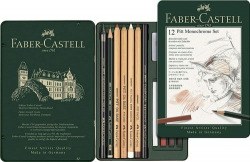 METALLIC BOX 12 PIECES PITT MONOCHROME FABER CASTELL