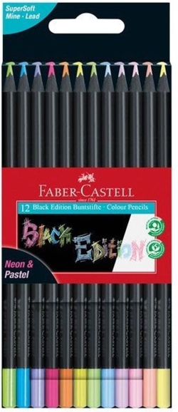 ÉTUI 12 CRAYONS DE COULEURS NEON ET PASTEL BLACK EDITION