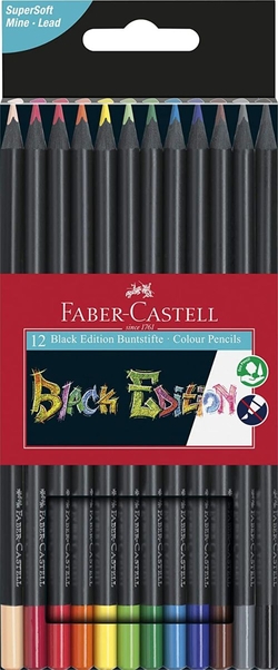 ÉTUI 12 CRAYONS DE COULEURS TRIANGULARES BLACK EDITION