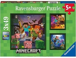 PUZZLE 2D 3X49 PEÇAS MINECRAFT RAVENSBURGER