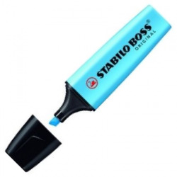BOX OF 10 FLUORESCENT MARKERS BLUE  STABILO BOSS 70