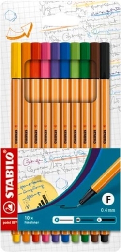 ESTOIG 10 COLORS STABILO POINT 88 PUNTA DE FIBRA 0,4MM.