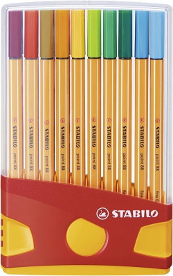 ESTOJO 20 CORES COLORPARADE STABILO POINT 88 PONTA FIBRA