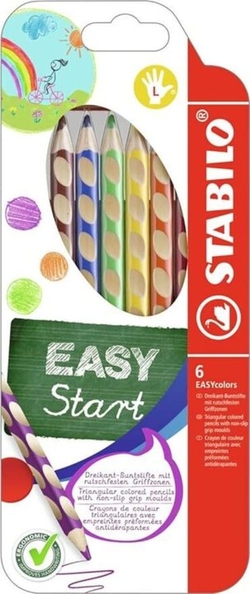 ESTOJO 6 LÁPIS STABILO EASY COLORS ERGONÔMICO ESQUERDINOS