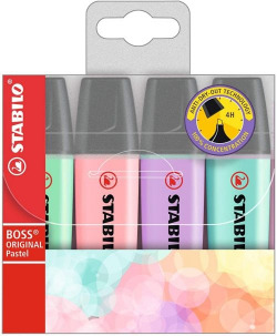 ESTOJO 4 MARCADORES FLUORESCENTES STABILO BOSS 70 PASTEL