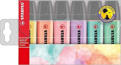 BOX OF 6 FLUORESCENT MARKERS STABILO BOSS 70 PASTEL