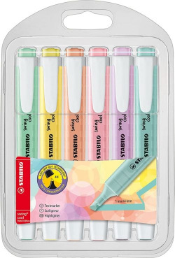ESTOJO 6 MARCADORES FLUORESCENTES STABILO SWING COOL PASTE
