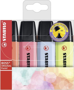 ÉTUI 4 MARQUEURS FLUORESCENTES STABILO BOSS 70 PASTEL N