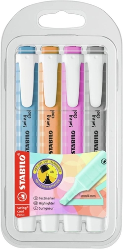 ESTOIG 4 MARCADORES FLUORESCENTES STABILO SWING COOL NUEVO