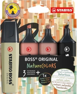 ESTOXO 4 FLUORESCENTES STABILO BOSS NATURE COLORS FORNECIDOS