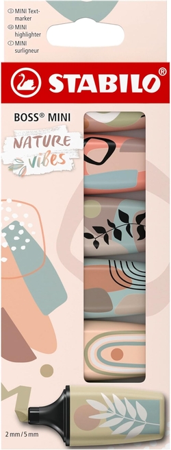 Estuche 6 marcadores stabilo boss mini naturevibes
