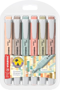 Estuche 6 marcadores stabilo swing cool naturecolors