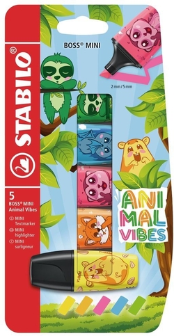 ESTOJO 5 MARCADORES STABILO BOSS MINI ANIMAL VIBES