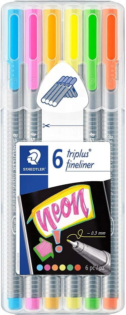 ÉTUI 6 STYLOS FEUTRE TRIPLUS FINELINER 334 COULEURS NEON