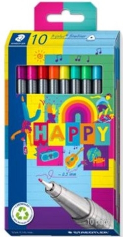 ESTOXO 10 ROTULADORES CORES TRIPLUS FINELINER 334 HAPPY