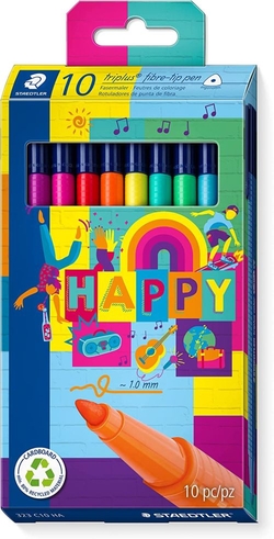 ESTOXO 10 ROTULADORES TRIPLUS 323 CORES FORNECIDOS HAPPY