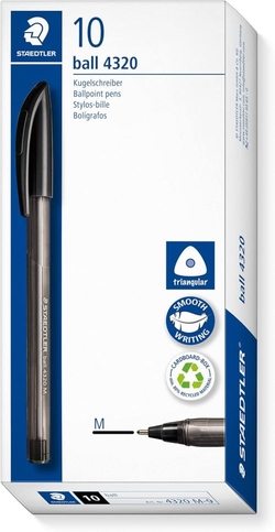 C/10 CANETA TRIANGULAR STAEDTLER BALL 4320 PONTA M PRETO