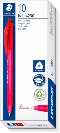 C/10 BOLIGRAF RETRACTIL STAEDTLER BALL 4230 M VERMELL