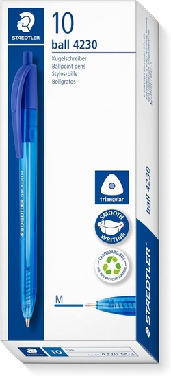 C/10 CANETA RETRACTIL STAEDTLER BALL 4230 AZUL PONTA M