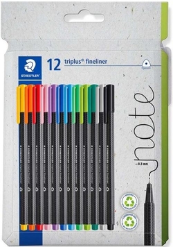 ESTOJO 12 MARCADORES TRIPLUS FINELINER 334 CORES SURT.