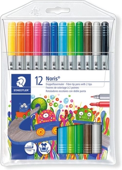 Estuche 12 rotuladores doble punta 3200 colores surtidos