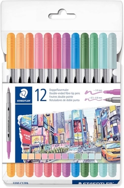 ESTOXO 12 ROTULADORES DOBLE PUNTA 3200 CORES PASTEL