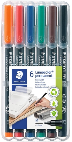 ESTOJO 6 MARCADORES LUMOCOLOR 317 PONTA M CORES SURTID