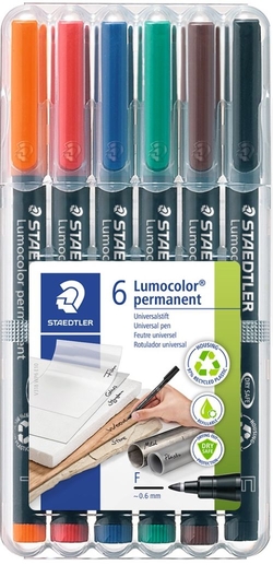 ÉTUI 6 STYLOS FEUTRE LUMOCOLOR 318 POINTE F COULEURS SURTID.