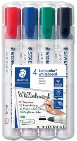 Estuche 4 rotuladores lumocolor whiteboard 351 colores básicos
