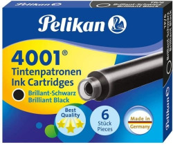 C/6 CARGA DE TINTA PELIKAN NEGRA 4001