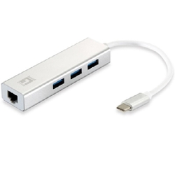 ADAPTADOR USB-C A GIGABIT ETHERNET RJ45 LEVEL ONE CON HUB US
