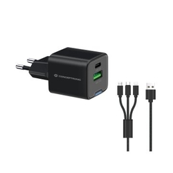 Cargador De Pared Conceptronic Usb-C X1 Usb-Ax1 Quickcharge
