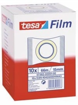 BOX OF 10 STANDARD ROLLS TESAFILM 66MX15MM LITTLE BAG TESA