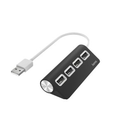 Hub Usb 2.0 Hama Con 4 Puertos Usb 2.0 480Mbits Color Negro