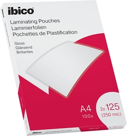 PACK 100 LAMINATING COVERS A4 125 MICRONS GLOSS IBICO