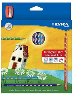 BOX OF 24 COLORED PENCILS LYRA GROOVE SLIM + SHARPENER