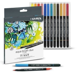 ESTOXO 12 ROTULADORES LYRA AQUA BRUSH DUO CORES FORNECIDOS