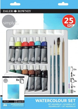 SET OF 25 WATERCOLOR TUBES 12ML SIMPLY